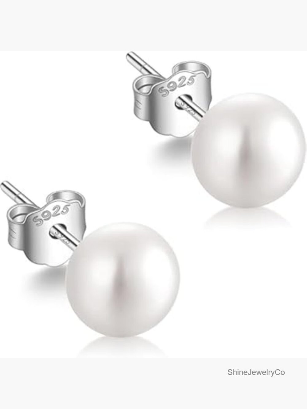 Freshwater Button Pearl Stud Earrings S925 Sterling Silver Hypoallergenic Sleep